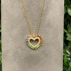 14k Yellow Gold heart pendant with Color & Diamond
